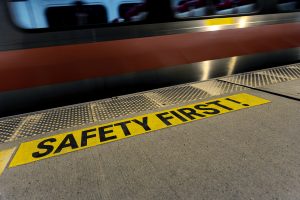 Safety tape in walkway