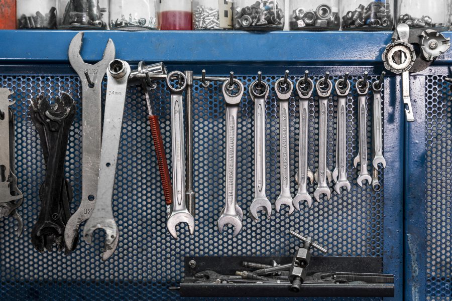 Automotive tools and equipment arranged in a professional workshop in Malaysia